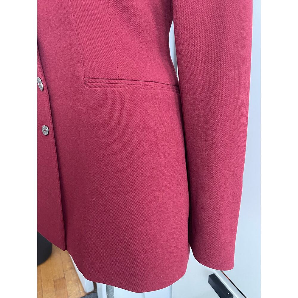 Lagerfeld Wmns Sz 38 Vintage 90s Maroon Fitted Blazer Retro Vintage Cool Work - Picture 7 of 16